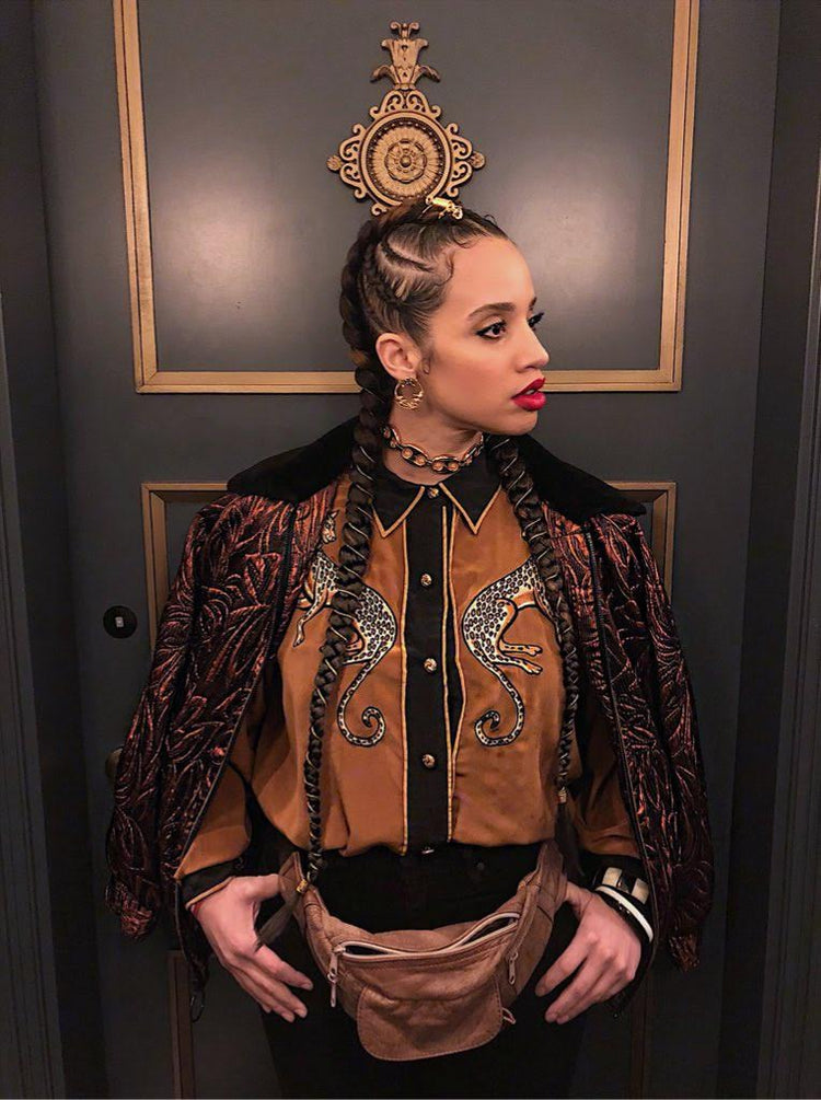 Dascha Polanco wears Victoria Hayes Copper Bomber Jacket