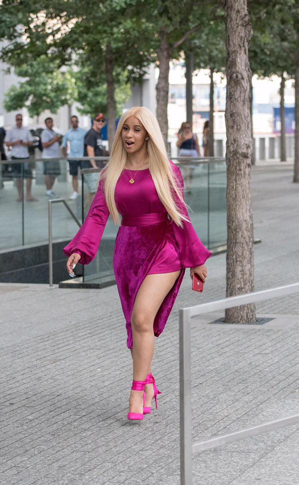 Cardi B wears Victoria Hayes Blouse and Skirt