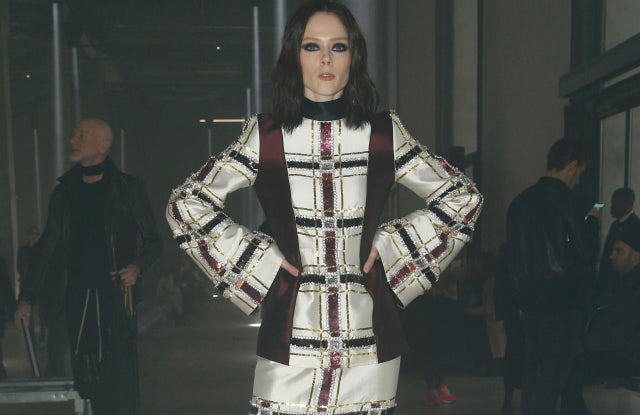 Supermodel Coco Rocha attends the Rick Owens show wearing Victoria Hayes