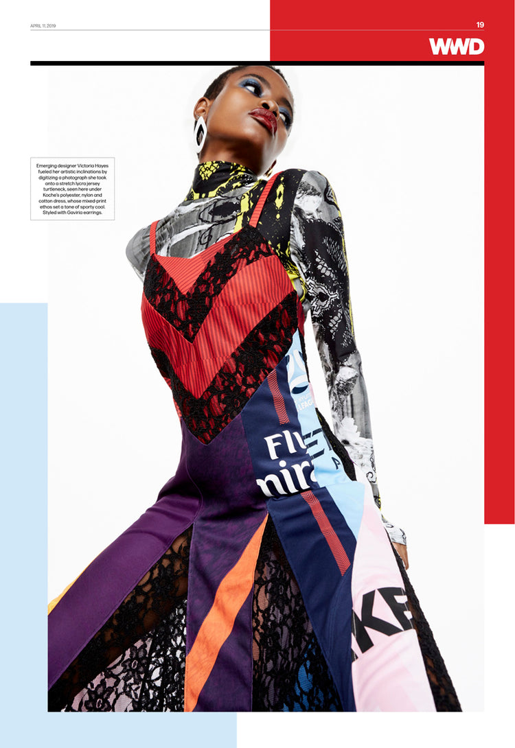 Victoria Hayes Fall 2019 printed mock neck top featured in WWD