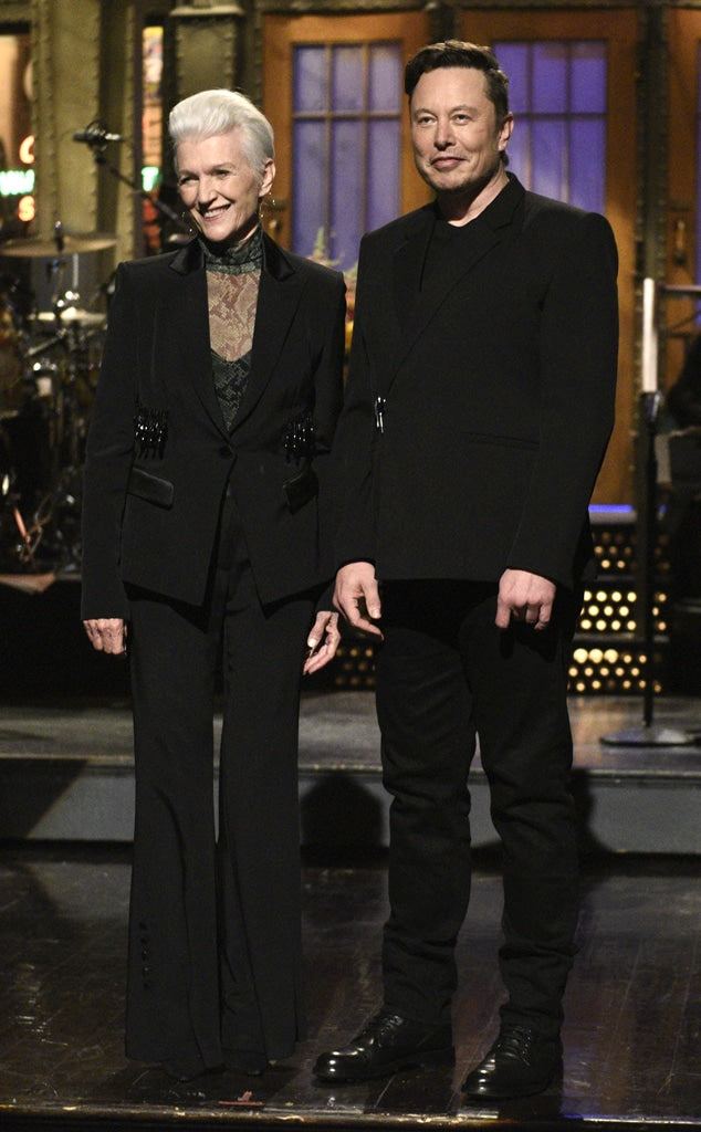 Maye Musk wears the Gemma Suit on Saturday Night Live