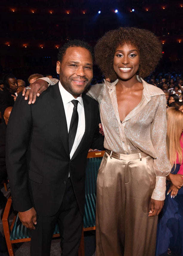 Issa Rae wears Victoria Hayes blouse and pants