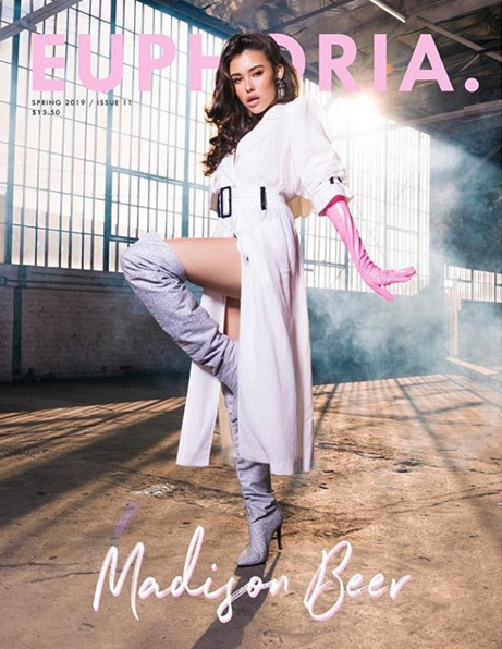 Singer Madison Beer wears Victoria Hayes trench coat on the cover of Euphoria