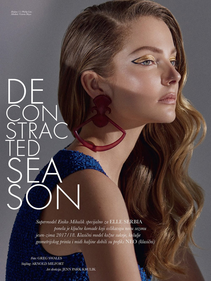 Victoria Hayes Earrings featured in the September 2017 Cover story of Elle Serbia