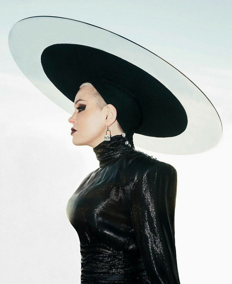 Rose McGowan wears Victoria Hayes Strong Shoulder Mini Dress