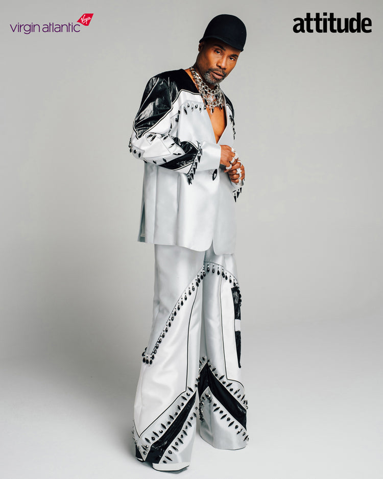 Billie Porter wears VH Embellished Silk Wool Suit for Attitude Magazine