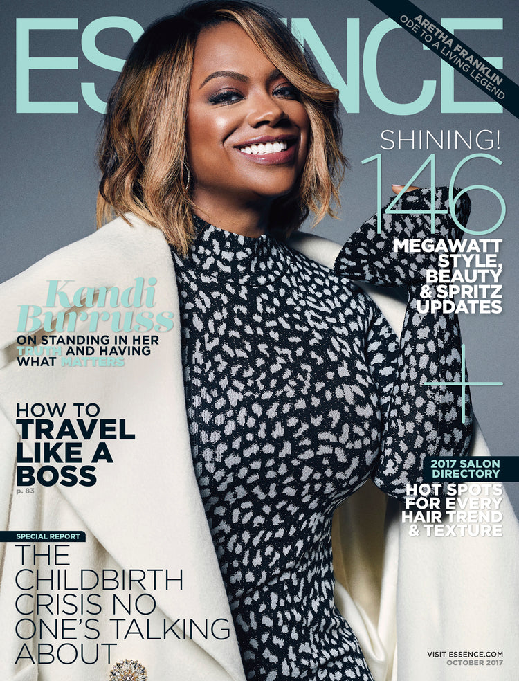 Kandi Burruss wears Victoria Hayes for Essence Magazine