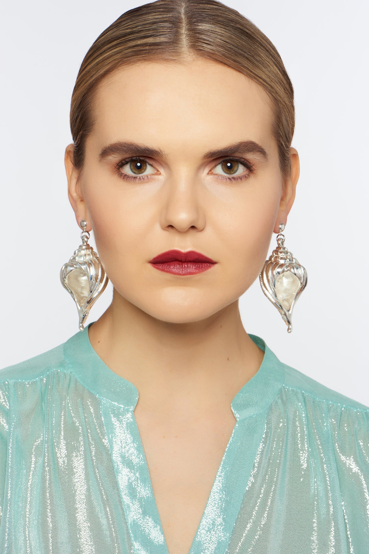 seashell earrings-Jewelry-Victoria Hayes-one size-Silver-Victoria Hayes