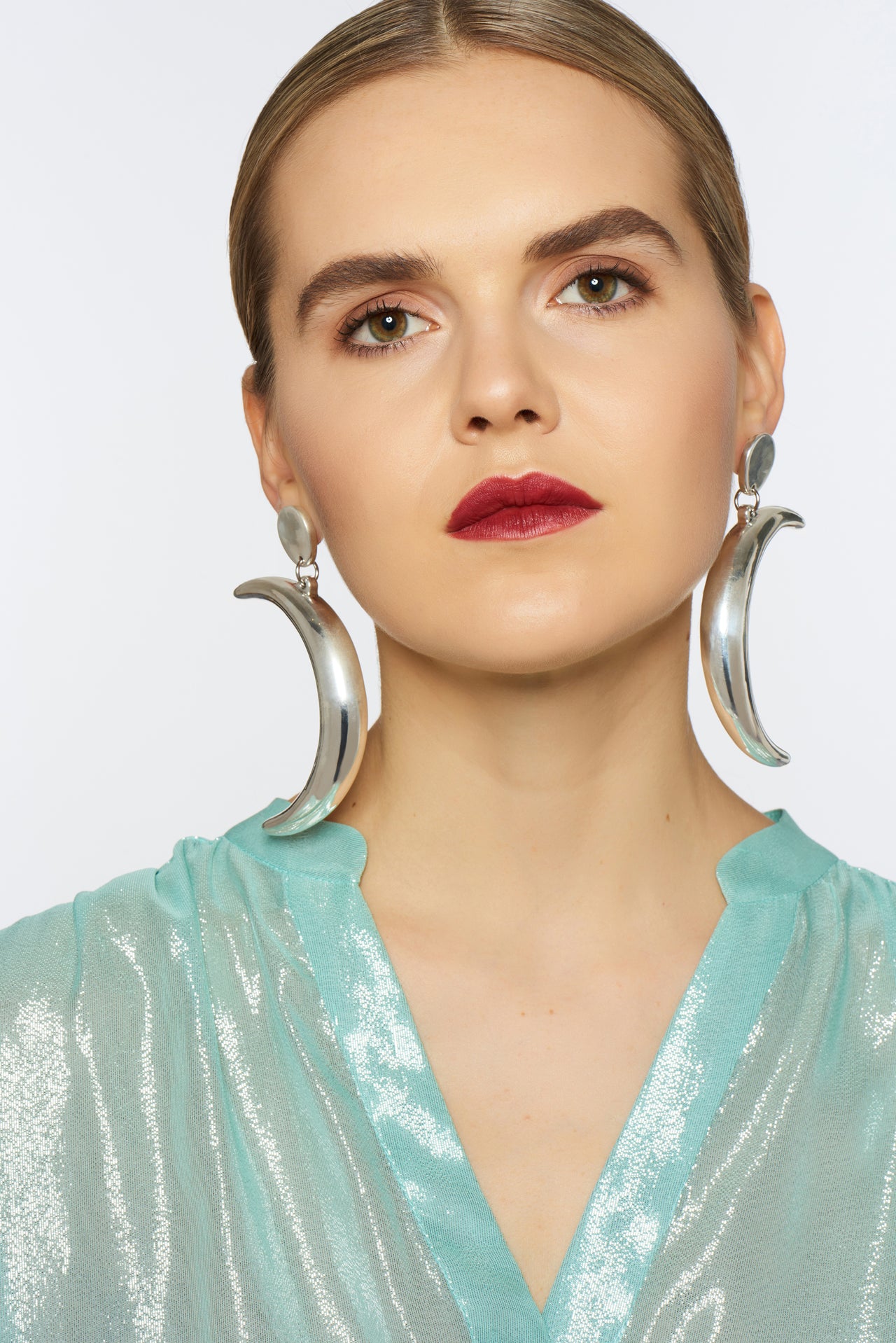 crescent moon earrings-Jewelry-Victoria Hayes-one size-Silver-Victoria Hayes