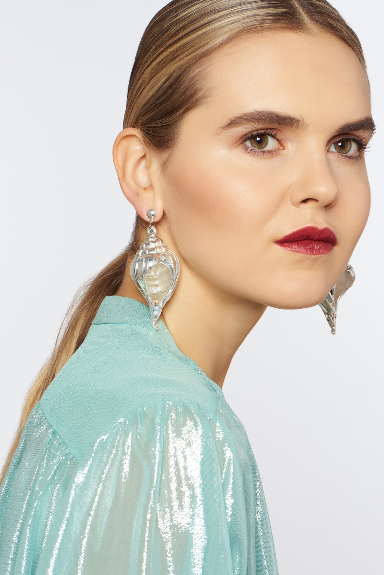 seashell earrings-Jewelry-Victoria Hayes-one size-Silver-Victoria Hayes